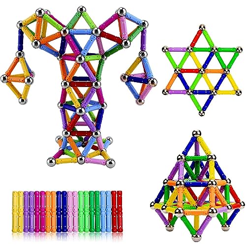 Jokooan Construcciones Magneticas Niños 144 Piezas, Set di Bastones Magnéticas Bloques Magneticos Juego Educativo para niños (Color Aleatorio)