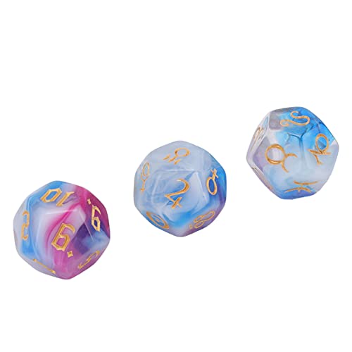 juego de dados astrológicos dados de runas brillantes de 12 lados fáciles de leer para juguetes de juegos de mesa(azul), Juego de dados Yhedral (3 uds) dados Dnd,