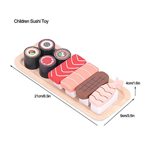 Juego de juguetes de sushi de madera, juguete de comida de juego de simulación para niños que cocinan juguetes educativos y juguete de percepción de color