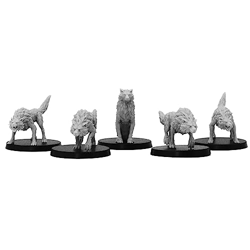 Juego de lobos de mesa de fantasía para juegos de guerra RPG - Miniaturas de plástico pintables a escala de 28 mm para coleccionistas y jugadores