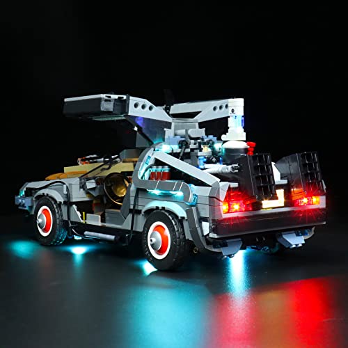 Juego de luces LED para Lego 10300 Regreso al futuro, juego de iluminación LED para Lego Back to The Future Delorean DMC 12 Time Machine – Juego de luces, no modelo Lego (versión de mando a distancia)