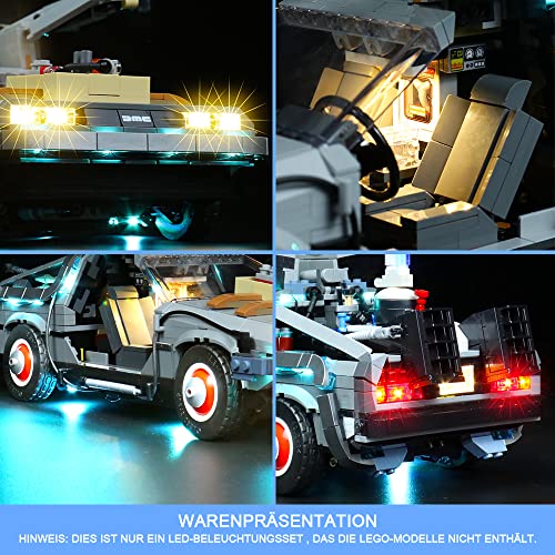 Juego de luces LED para Lego 10300 Regreso al futuro, juego de iluminación LED para Lego Back to The Future Delorean DMC 12 Time Machine – Juego de luces, no modelo Lego (versión de mando a distancia)