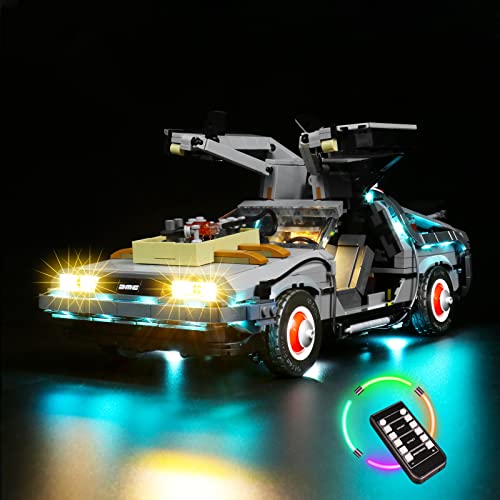 Juego de luces LED para Lego 10300 Regreso al futuro, juego de iluminación LED para Lego Back to The Future Delorean DMC 12 Time Machine – Juego de luces, no modelo Lego (versión de mando a distancia)