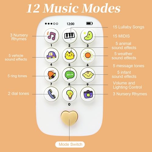 Juguetes Musical Bebes 6-12 Meses, Juguetes Movil Niños 1 año, Juguete de Teléfono Niñas Niños, Juguete Aprender Hablar Electrónica, Regalo Bebe 1 año con Canciones Sonidos Luces Intermitentes