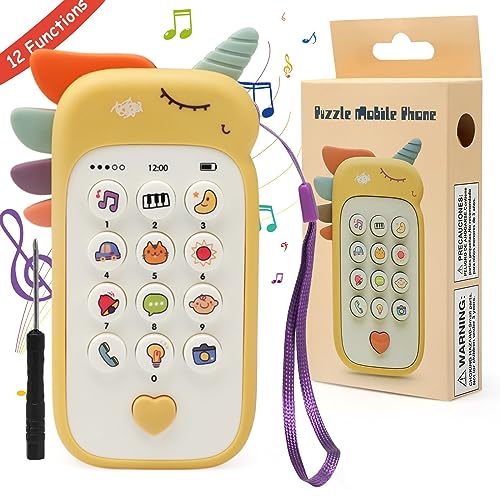 Juguetes Musical Bebes 6-12 Meses, Juguetes Movil Niños 1 año, Juguete de Teléfono Niñas Niños, Juguete Aprender Hablar Electrónica, Regalo Bebe 1 año con Canciones Sonidos Luces Intermitentes