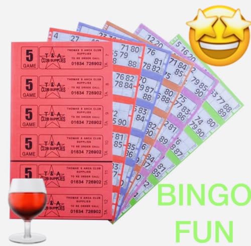 Jumbo Bingo 750 BOOKS 5 PAGE GAME STRIPS OF 6 TV TICKET SHEET BIG BOLD NUMBERS