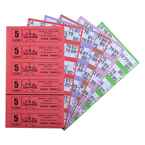 Jumbo Bingo 750 BOOKS 5 PAGE GAME STRIPS OF 6 TV TICKET SHEET BIG BOLD NUMBERS