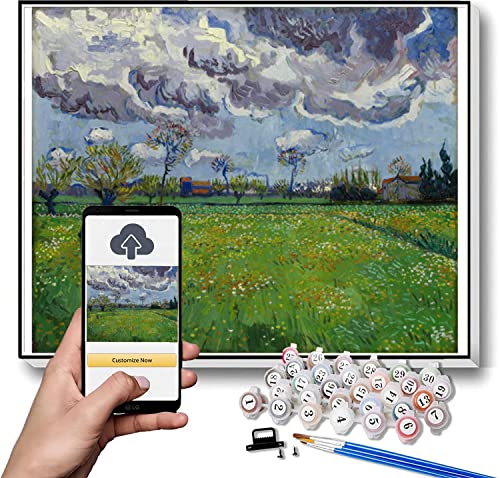 Kit de pintura al óleo para bricolaje, paisaje bajo un cielo tormentoso. Pintura png por Vincent Van Gogh Kit de pintura por números para niños y adultos, 40 x 60 cm