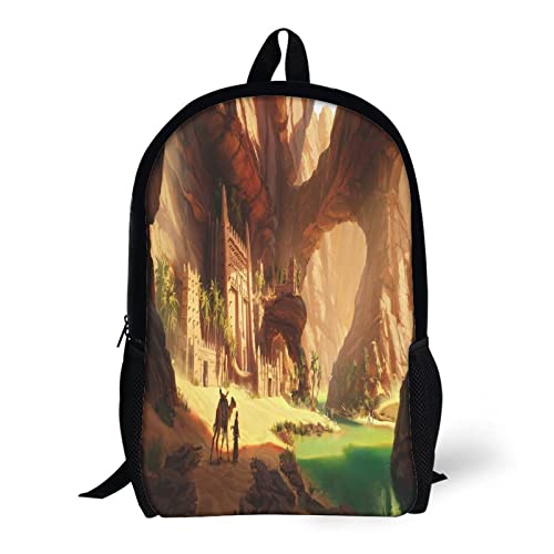 LAerper Mochilas de ensueño de 17 pulgadas Tuareg Hideout Mochila escolar impresa en 3D con bolsillos grandes, para niños, niñas y niños