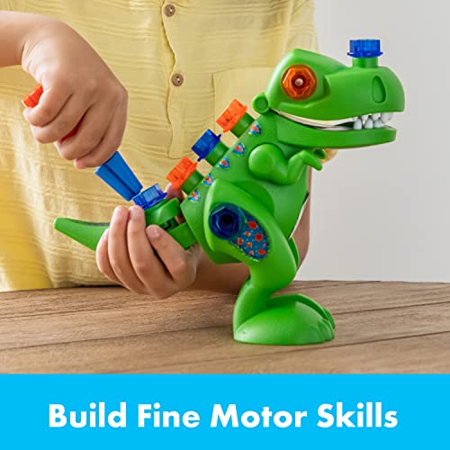 Learning Resources Tiranosaurio Rex de Design & Drill, juguete desmontable de 12 piezas y destornillador, juguete de STEM, ciencias, dinosaurio de juguete, regalo para niños de 3, 4, 5+ años (EI-4137)