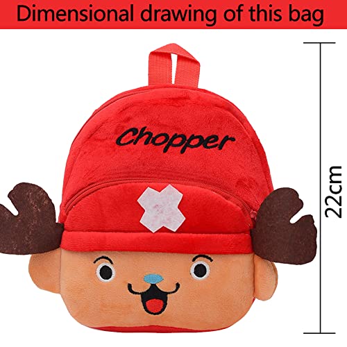 LGQHCE One Piece Tony Tony Chopper Peluche Mochilas, 1 PCS Dibujos Animados Peluche Mochilas para Niño One Piece Tony Tony Chopper Kindergarten Bolsas para Escuela Guarderia Viaje (22 cm)