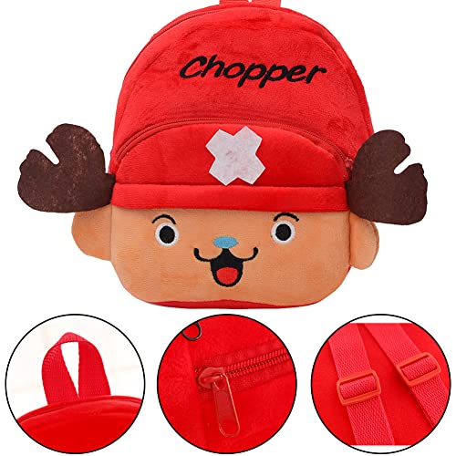 LGQHCE One Piece Tony Tony Chopper Peluche Mochilas, 1 PCS Dibujos Animados Peluche Mochilas para Niño One Piece Tony Tony Chopper Kindergarten Bolsas para Escuela Guarderia Viaje (22 cm)