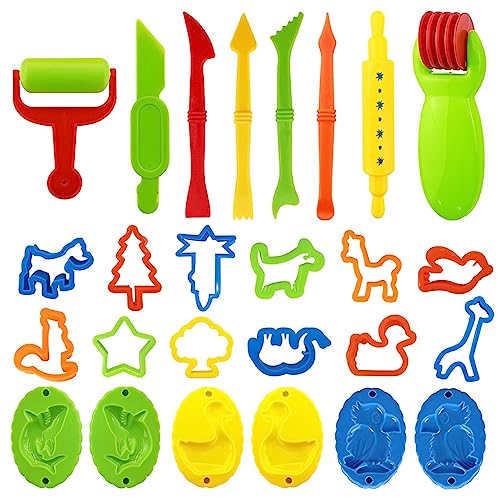 LiRiQi Herramientas de Plastilina Play Dough Accesorios Niños, 26 Piezas Moldes Plastilina Manualidades Extrusor Maquina de Plastilina, Moldes para Modelar Juguetes Niños 3 4 5 6 años (Color al Azar)