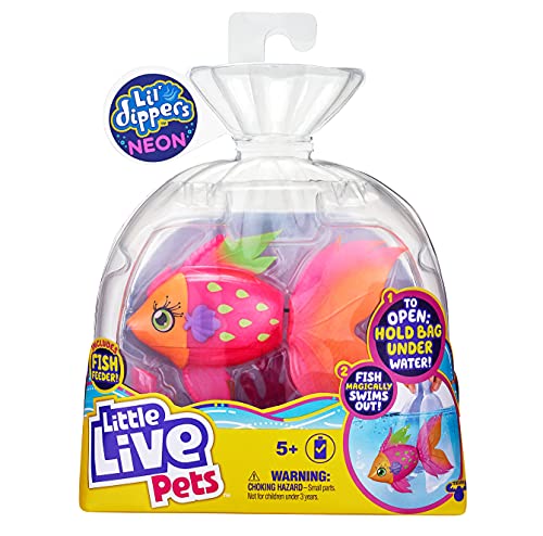 Little Live Pets Lil' Dippers S3 Pippy Pearl - Lil' Dippers Efecto Wow al desenvolverse en el Agua y alimentación interactiva, Paquete Individual.