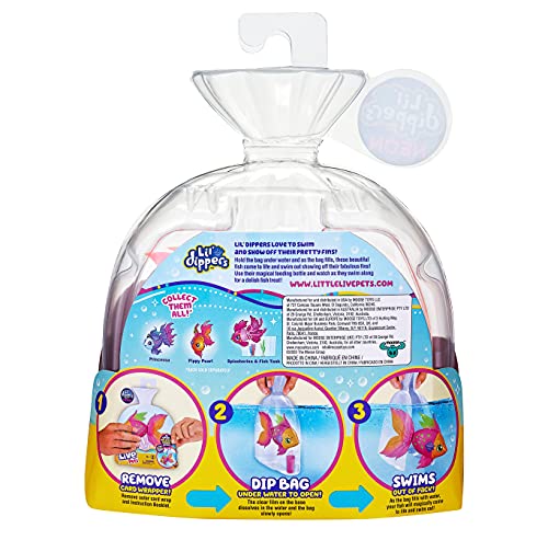 Little Live Pets Lil' Dippers S3 Pippy Pearl - Lil' Dippers Efecto Wow al desenvolverse en el Agua y alimentación interactiva, Paquete Individual.