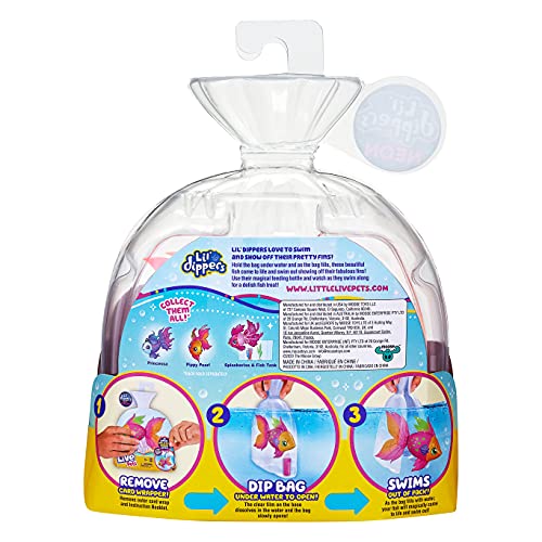 Little Live Pets Lil' Dippers S3 Pippy Pearl - Lil' Dippers Efecto Wow al desenvolverse en el Agua y alimentación interactiva, Paquete Individual.