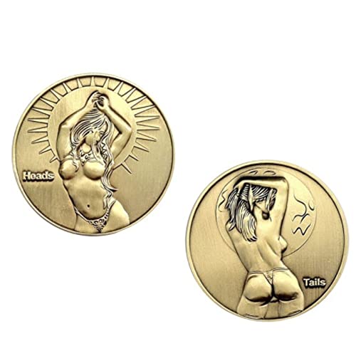 Lucky Lady Coin, Tails Good Luck Challenge Coin, Arts Naked Adult Toy Funny Old Coins Discovery Collection