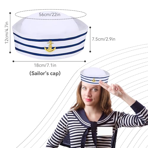 LUFEIS Juego de Disfraz de Capitán Marinero,6 Piezas Gorra Capitan Barco,Gorro Marinero,Bufanda,Gafas de Sol,Guantes,Corbata,Disfraz Marinero Hombre Señora,Sombrero de Fiesta para Niños Adultos