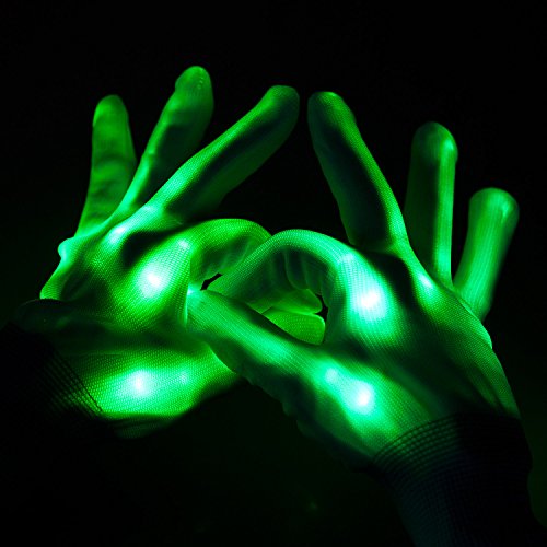 Lychee LED Light Up Gloves 6 Adjust Modes Lights Toys Rave Gloves for Kids&Adults Party/Light Show/Glow Party/Halloween/Christmas/Birthday Gift (green)