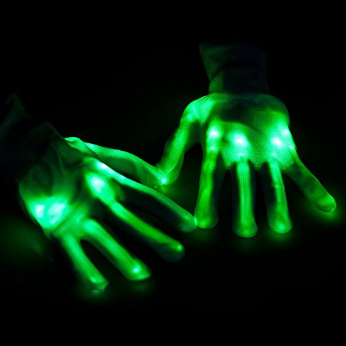 Lychee LED Light Up Gloves 6 Adjust Modes Lights Toys Rave Gloves for Kids&Adults Party/Light Show/Glow Party/Halloween/Christmas/Birthday Gift (green)