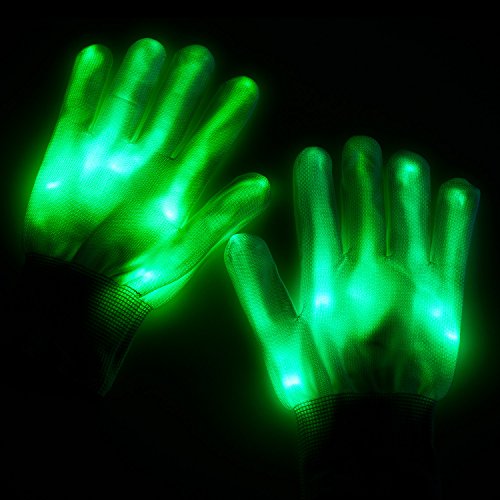 Lychee LED Light Up Gloves 6 Adjust Modes Lights Toys Rave Gloves for Kids&Adults Party/Light Show/Glow Party/Halloween/Christmas/Birthday Gift (green)