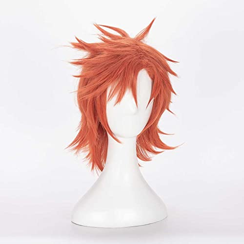 MAOMA Peluca Cosplay Anime，Peluca Fire Emblem Three Houses Sylvain，Orange Short Peluca Cosplay,con Red de Peluca Gratis,Halloween Hair,para Cosplay de Fiesta ​diari