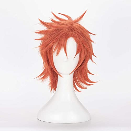 MAOMA Peluca Cosplay Anime，Peluca Fire Emblem Three Houses Sylvain，Orange Short Peluca Cosplay,con Red de Peluca Gratis,Halloween Hair,para Cosplay de Fiesta ​diari