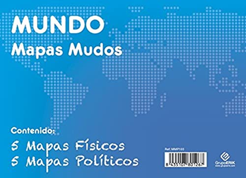 Mapiberia Globo Terráqueo Hinchable Bolamundo Castellano, 40 cm, Azul & Pack mapas mudos Mundo (5+5)