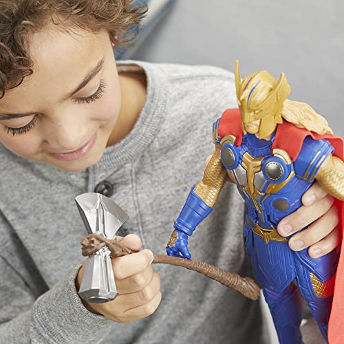 Marvel Juguete Thor: Love and Thunder Stormbreaker Strike Thor de Studios, figura de acción electrónica de escala de 12 pulgadas, juguetes para niños de 4 años en adelante