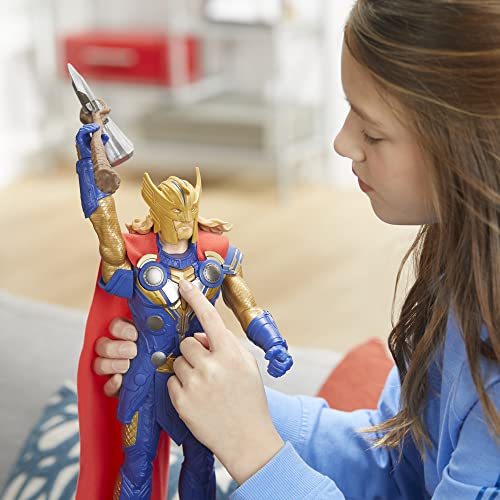 Marvel Juguete Thor: Love and Thunder Stormbreaker Strike Thor de Studios, figura de acción electrónica de escala de 12 pulgadas, juguetes para niños de 4 años en adelante