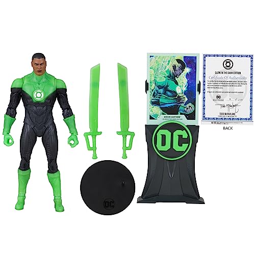 McFarlane Toys - DC Multiverse Green Lantern John Stewart Glow in The Dark Edition, figura de acción de 7 pulgadas, etiqueta dorada, exclusivo de Amazon