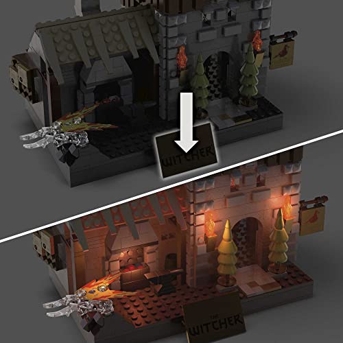 Mega Construx Probuilders The Witcher Coleccionistas Escena con Bloques de construccción y Luces LED, 1000 Piezas, Juguete +10 años (Mattel HDL28)