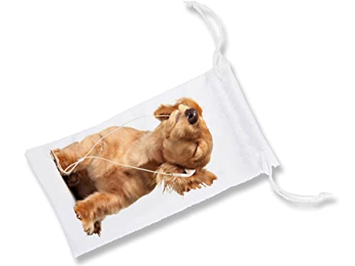 MERCHANDMANIA 1 Funda Bolsa Multiusos Perro Raza Cocker Kawai Mascota Coker Gafas Dados rol Personalizada Color.