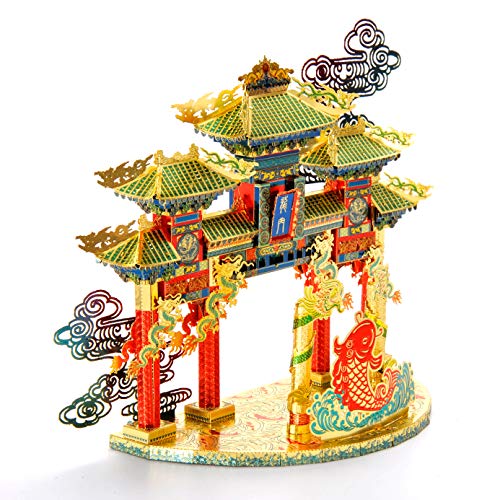 Microworld Rompecabezas de metal 3D, leyenda china tradicional de la suerte símbolo modelo de construcción, juguete de regalo para adultos - Li Yue Long Men