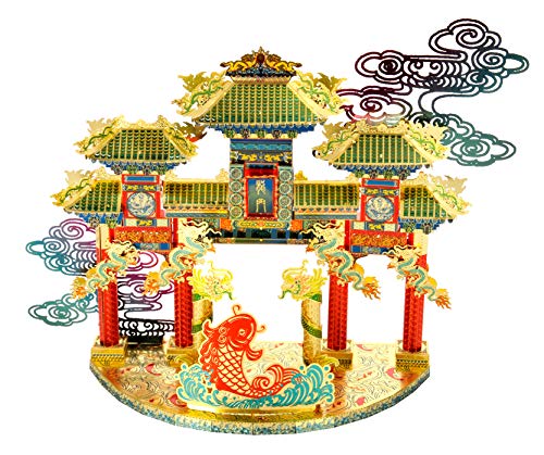 Microworld Rompecabezas de metal 3D, leyenda china tradicional de la suerte símbolo modelo de construcción, juguete de regalo para adultos - Li Yue Long Men