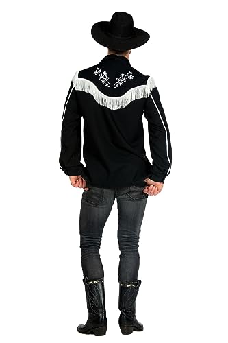 MIMIKRY Disfraz de country Western de 2 piezas, camisa negra con sombrero de vaquero, película de muñecas, talla: XL