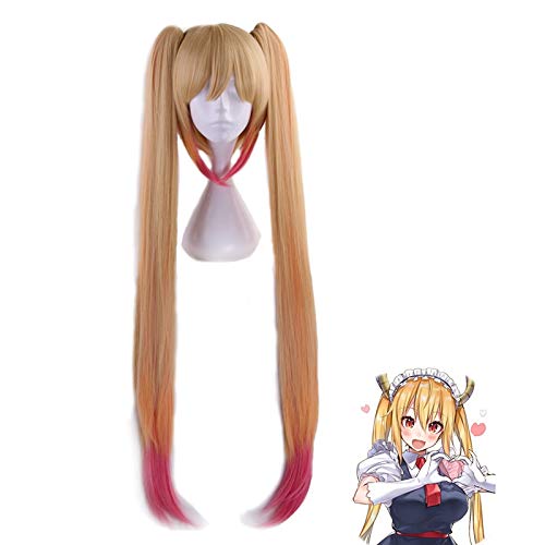 Miss Kobayashi's Dragon Maid Tohru Cosplay peluca Kobayashi 100Cm degradado mezcla pelo largo pelo sintético juego de roles disfraz peluca Mz-066