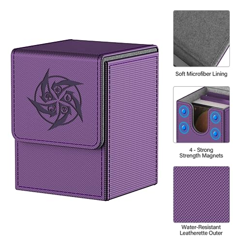 MIXPOET Deck Box Compatible con Cartas MTG, Incluye 2 Card Dividers por Deck Holder Case, Caja Cartas Se Adapta an hasta 110 TCG Tarjeta - Whirlpool (Morado)