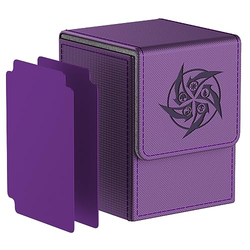 MIXPOET Deck Box Compatible con Cartas MTG, Incluye 2 Card Dividers por Deck Holder Case, Caja Cartas Se Adapta an hasta 110 TCG Tarjeta - Whirlpool (Morado)