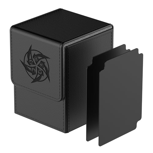 MIXPOET Deck Box Compatible con Cartas MTG, Incluye 2 Card Dividers por Deck Holder Case, Caja Cartas Se Adapta an hasta 110 TCG Tarjeta - Whirlpool (Negro)