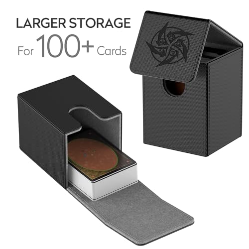 MIXPOET Deck Box Compatible con Cartas MTG, Incluye 2 Card Dividers por Deck Holder Case, Caja Cartas Se Adapta an hasta 110 TCG Tarjeta - Whirlpool (Negro)