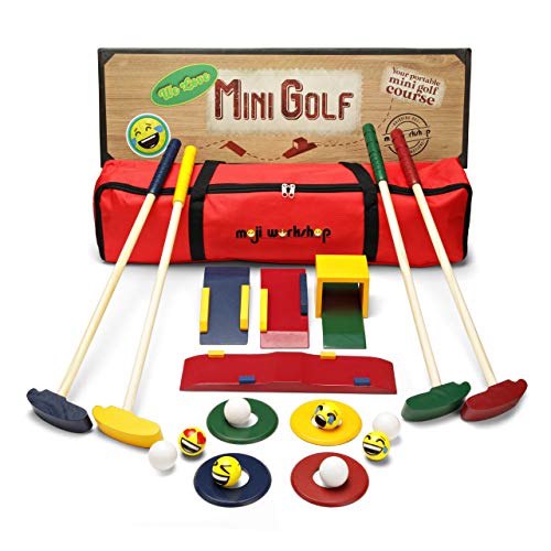 moji workshop Juego de golf de madera para niños, juego de golf loco y mini golf de calidad, juguetes de madera para interiores, exteriores y juegos de jardín