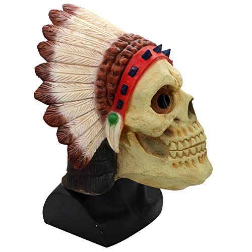 Morbuy Terror Máscara de Halloween, Adulto Látex Novedad Horror Espeluznante Cabeza Máscaras Cara Fiesta de Disfraces Cosplay (Jefe Indio)