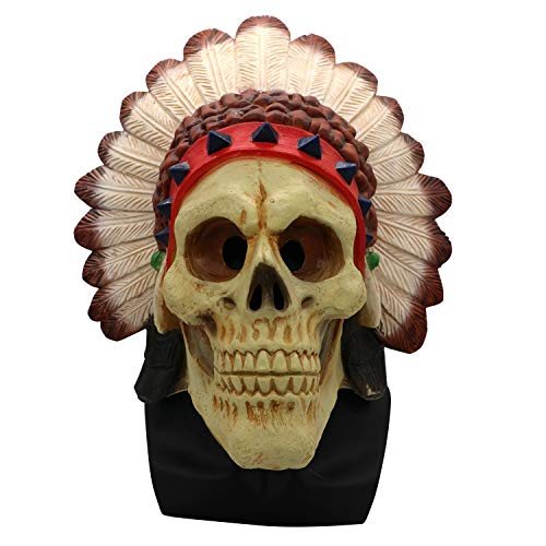 Morbuy Terror Máscara de Halloween, Adulto Látex Novedad Horror Espeluznante Cabeza Máscaras Cara Fiesta de Disfraces Cosplay (Jefe Indio)