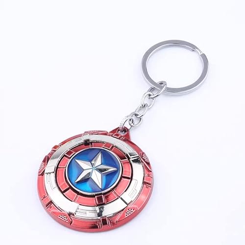 Multibao Llavero giratorio de escudo del Capitán América azul Spinner Marvel Avengers, llavero de metal, rojo y plateado, talla única, Rojo y plateado, Talla única