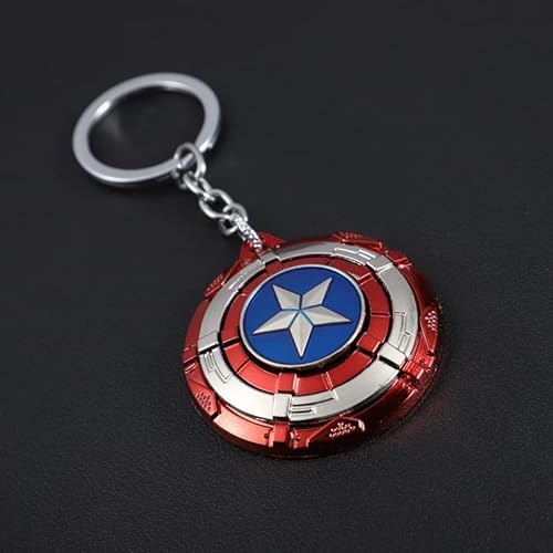 Multibao Llavero giratorio de escudo del Capitán América azul Spinner Marvel Avengers, llavero de metal, rojo y plateado, talla única, Rojo y plateado, Talla única