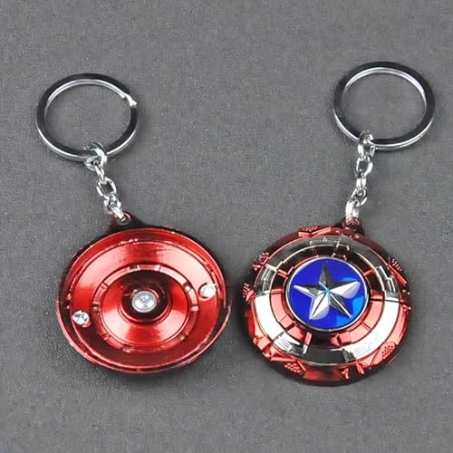 Multibao Llavero giratorio de escudo del Capitán América azul Spinner Marvel Avengers, llavero de metal, rojo y plateado, talla única, Rojo y plateado, Talla única