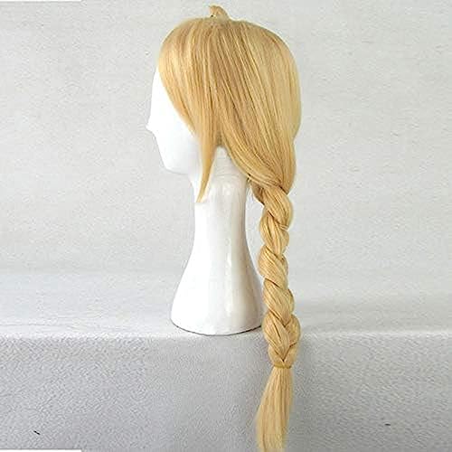 NEZIH Alquimista Fullmetal Edward Edward Elric 55 Cm Medio Largo Trenzado STYTHEED STYTHIC SYNTICH Cosplay PELUSE Anime Partido Peluca Peluca+ Wig Cap, Accesorios Decorativos