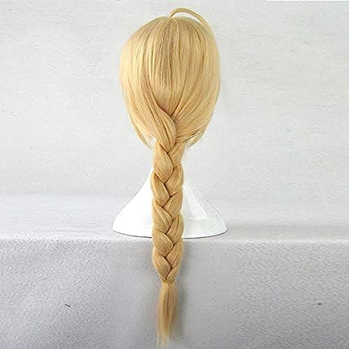 NEZIH Alquimista Fullmetal Edward Edward Elric 55 Cm Medio Largo Trenzado STYTHEED STYTHIC SYNTICH Cosplay PELUSE Anime Partido Peluca Peluca+ Wig Cap, Accesorios Decorativos