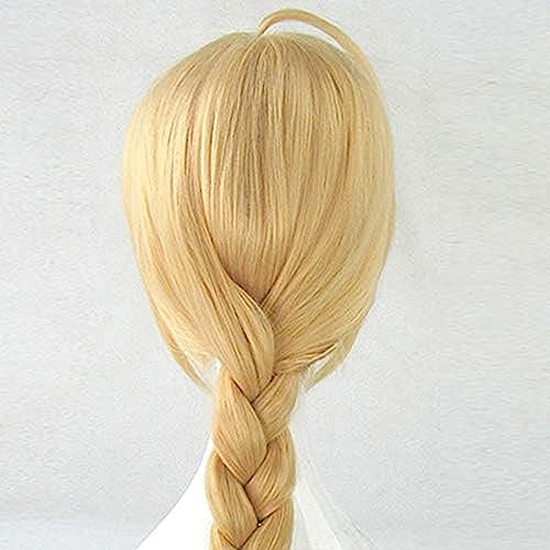 NEZIH Alquimista Fullmetal Edward Edward Elric 55 Cm Medio Largo Trenzado STYTHEED STYTHIC SYNTICH Cosplay PELUSE Anime Partido Peluca Peluca+ Wig Cap, Accesorios Decorativos